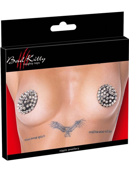 Bad Kitty Nipple Stickers with Spikes - Black