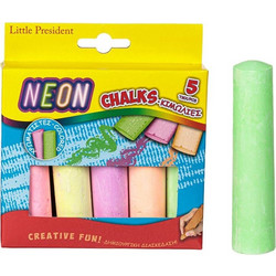 Premium Κιμωλίες Χρωματιστές Χοντρές Neon 11cm Little President - 5 τμχ