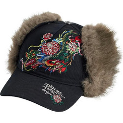 Ed Hardy Crawling Dragon Trapper 5 Panel Ανδρικό Καπέλο Jockey με Δίχτυ Trucker Μαύρο ED6122