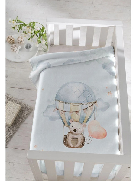 Pielsa Baby Heart Bear Κουβέρτα Αγκαλιάς Βελουτέ 80x110 Γαλάζια