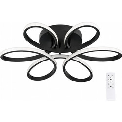 VenCore Lumeo Black 7741-20021 - Μοντέρνο Φωτιστικό Οροφής Πλαφονιέρα LED 60W Μαύρο Αλουμίνιο με Ρυθμιζόμενο CCT Λευκό - Ημέρας - Θερμό & Χειριστή