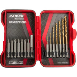 RAIDER Μύτες & τρυπάνια σετ 15τεμ 157795
