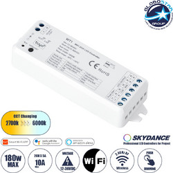 GLOBOSTAR(R) 71468 SKYDANCE WT1 TONE CCT Controller 1/2CH DC 12-36V 10A 360W Max IP20 - WiFi + RF 2.4GHz + Push Dimming + Tuya Smart - M11.4xΠ3.8xΥ2cm