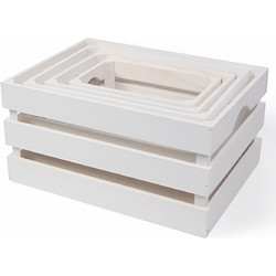 Ξύλινα Καφάσια Αποθήκευσης Kmt Style 702635 - Σετ 4τμχ Σε Λευκό, 4 Διαφορετικά Μεγέθη Για Οργάνωση Σπιτιού