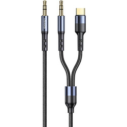 USAMS καλώδιο ήχου 3.5mm σε USB-C & 3.5mm US-SJ555, 1.2m, μαύρο