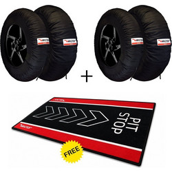 VECTOR Kit - 2 Sets of Smart 110/120 Tyre Warmers and Free Pit Stop Paddock Mat