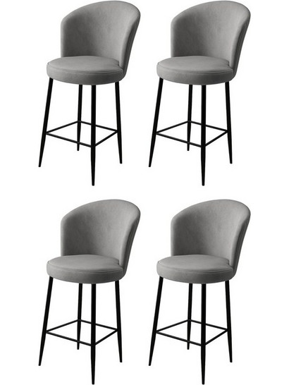 Σετ Σκαμπό Μπαρ (4 Τμχ) Fora - Grey, Black 240Chr1113 (46x107x40)