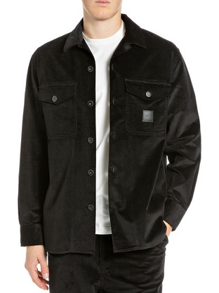 Replay Ανδρικό Πουκάμισο Κοτλέ Κανονική Γραμμή Overshirt Μαύρο M107G.000.723VAW-C098