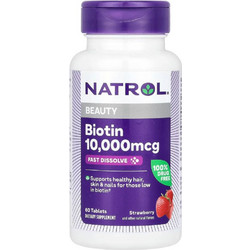 Natrol Biotin Fast Dissolve 10000mcg Strawberry 60 Ταμπλέτες