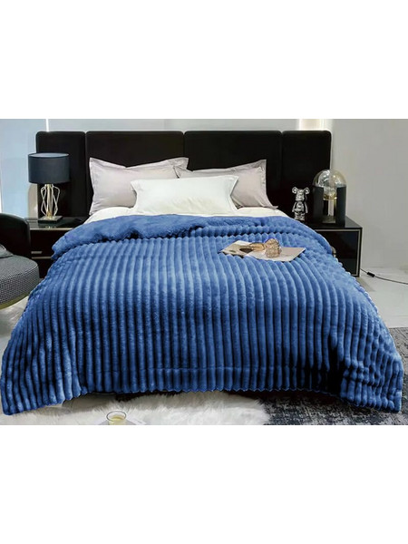 Κουβέρτα Μονή Fleece Coral Με Ανάγλυφο Ριγέ Σχέδιο Γαρύφαλλο 160x260 - Electric Blue