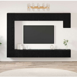 vidaXL Σετ επίπλου τηλεόρασης 9 τμχ. 100 x 30 x 30 cm Μαύρη Οξυά