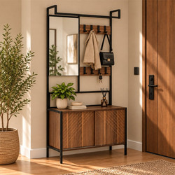 Έπιπλο Εισόδου Με Καθρέφτη (80x35x172) Spitishop Nobile Walnut/Black