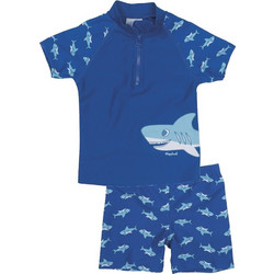 Playshoes Shark Αντηλιακό UV Παιδικό Μαγιό Σετ με Μπλούζα για Αγόρι Μπλε 0112-460122