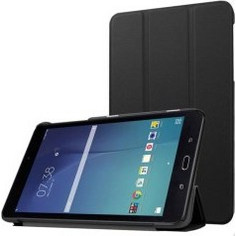Samsung Galaxy Tab E 8.0" SM-T377 - Με λειτουργία sleep /wake-Δερμάτινη Θήκη Ultra Thin με πίσω κάλυμμα σιλικόνης-Μαύρο (OEM)