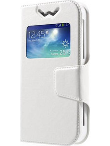 Universal Δερμάτινη Θήκη Βιβλίο Smart Cover με Βάση Στήριξης, Διαστάσεις: 125 x 62 x 10mm - Λευκό