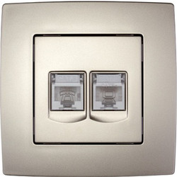 Πρίζα χωνευτή διπλή για υπολογιστή data RJ45 CAT σαμπανιζέ μεταλλικό χρώμα σειρά city