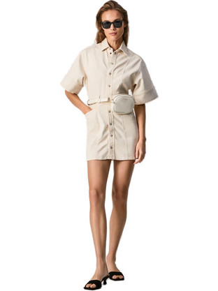 Pepe Jeans Mini Καλοκαιρινό Καθημερινό Φόρεμα Τζιν Λευκό PL953065-000