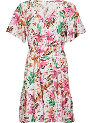 Roxy Sea Sympony Mini Καλοκαιρινό Καθημερινό Φόρεμα Floral Λευκό ERJWD03768-WBK3