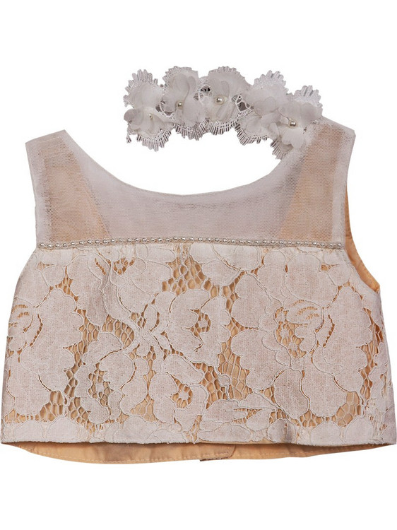 M&B Παιδικό Crop Top Αμάνικο Εκρού 1161