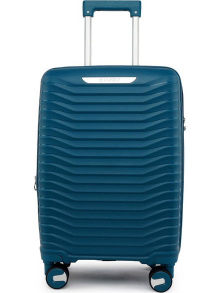Amber AM1005 Βαλίτσα Καμπίνας 55x35x23cm με 4 Ρόδες Πετρόλ