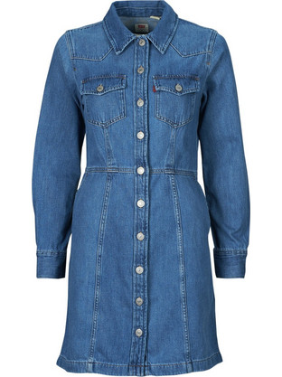 Levi's Flynn Western Core Mini Καθημερινό Φόρεμα Σεμιζιέ Τζιν Μπλε A7592-0001