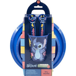Stor Stitch Palms Παιδικό Σετ Φαγητού Blue 5τμχ