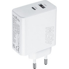 Maxlife MXTC0745AC Φορτιστής χωρίς Καλώδιο με Θύρα USB-A & Θύρα USB-C 45W Power Delivery White