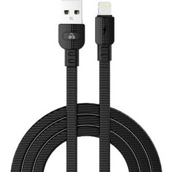 Powertech PTR-0099 Braided Flat USB-A to Lightning Cable 15W 1m Black 5210131054536