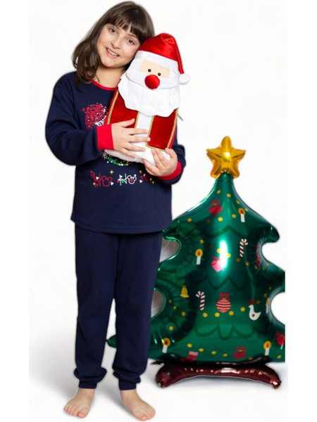 Nina Club Happy Xmas Παιδική Πιτζάμα Βαμβακερή Χειμωνιάτικη Navy Μπλε NC2023G