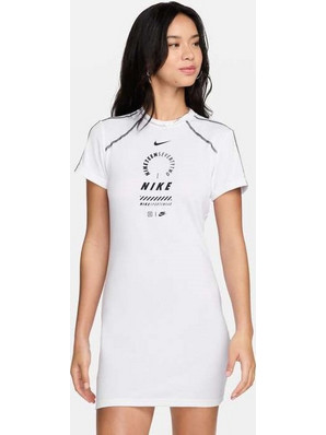 Nike Sportswear Short-Sleeve Mini Καλοκαιρινό Αθλητικό Φόρεμα Λευκό HF5955-100