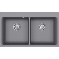 Helika Magna SQM200-202W Ένθετος Νεροχύτης Γρανίτη Γκρι 86x51cm