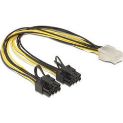DeLOCK 83433 Καλώδιο Τροφοδοσίας 6-Pin PCIe Female to 2 x 8-Pin PCIe Male 0.3m Multicolor