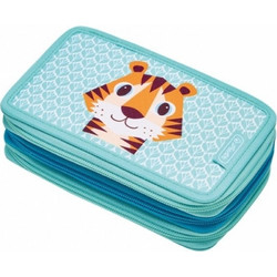 Herlitz Cute Animals Tiger Κασετίνα με 3 Θήκες Γαλάζια 4008110286950