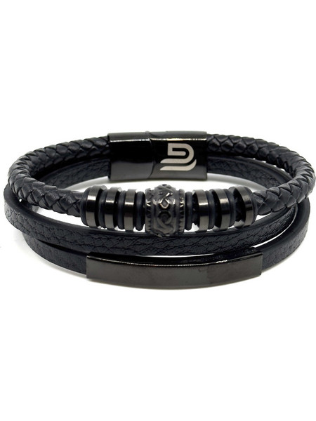 Legend Accessories Ανδρικό Βραχιόλι Χειροπέδα από Δέρμα & Ατσάλι LGD-BR-2080