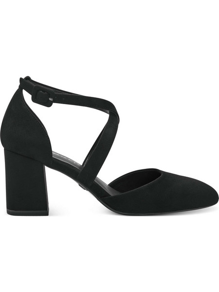 Tamaris Γόβες Suede με Χοντρό Ψηλό Τακούνι & Λουράκι Μαύρες 1-24414-41-001