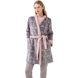 Vamp Γυναικεία Ρόμπα Χειμωνιάτικη Fleece Ανθρακί Ροζ 21482