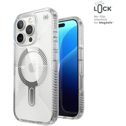 Speck Presidio Perfect-Clear ClickLock MagSafe Back Cover Clear / Chrome Finish / Serene Silver (iPhone 16 Pro)