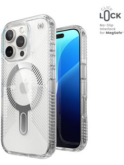 Speck Presidio Perfect-Clear ClickLock MagSafe Back Cover Clear / Chrome Finish / Serene Silver (iPhone 16 Pro)