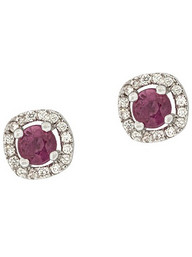 Million Diamonds Γυναικεία Σκουλαρίκια Καρφωτά από Λευκόχρυσο 18K με Διαμάντι & Ρουμπίνι SK18957