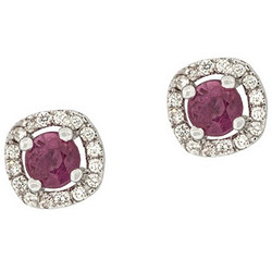 Million Diamonds Γυναικεία Σκουλαρίκια Καρφωτά από Λευκόχρυσο 18K με Διαμάντι & Ρουμπίνι SK18957