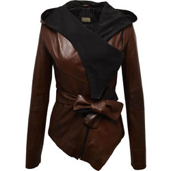 Leather 100 Γυναικείο Μπουφάν Χειμωνιάτικο Δερμάτινο Μακρύ Καφέ 05-W-11560