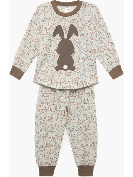 Minerva Bunny Παιδική Πιτζάμα Βαμβακερή Χειμωνιάτικη Καφέ 90-62253-224