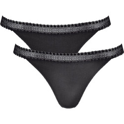 Sloggi Βαμβακερά Γυναικεία Brazil με Δαντέλα Μαύρα 2Pack 10213088-004