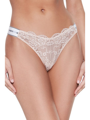 Guess Belle Γυναικείο Sexy String με Δαντέλα Εκρού O3RE08KBBT0-G4B8