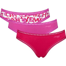 Sloggi Go Crush Mini Βαμβακερά Γυναικεία Slip με Δαντέλα Φούξια 3Pack 10219682-M020