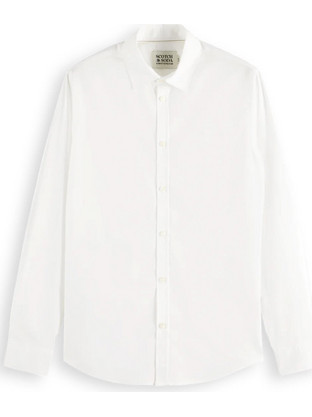 Scotch & Soda Core-Poplin Ανδρικό Πουκάμισο Μακρυμάνικο Κανονική Γραμμή Λευκό 179185-SC1931