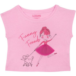 Losan Funny Friends Παιδικό Crop Top Κοντομάνικο Ροζ 216-1206AL