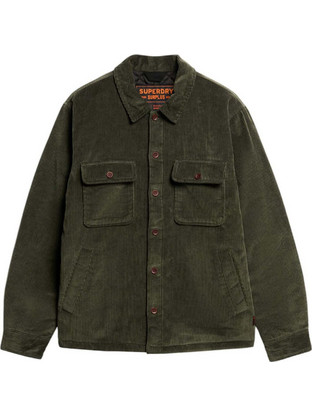 Superdry D3 Ovin Surplus Ανδρικό Πουκάμισο Κοτλέ Μακρυμάνικο Κανονική Γραμμή Overshirt Χακί M4010903A-1KM