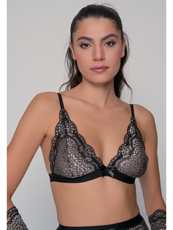 Milena By Paris Σουτιέν Τριγωνάκι χωρίς Μπανέλα Μαύρο Ασημί 10198