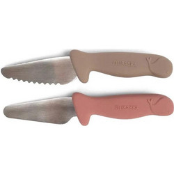 Filibabba Beginner's Cutting Σετ Παιδικά Μαχαίρια 18m+ Warm Grey Rose 2τμχ